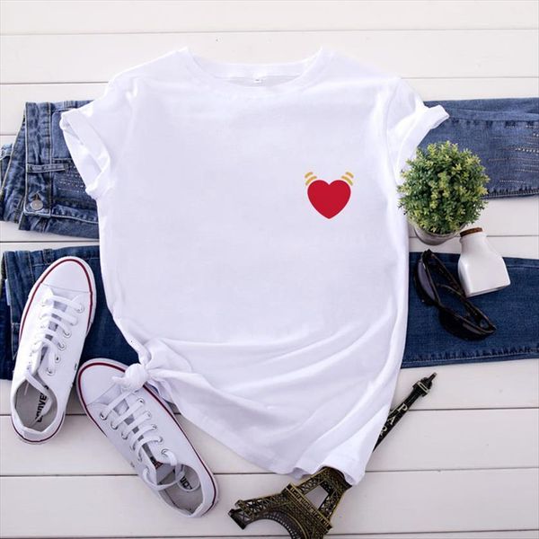 love heartbeat print summer fashion women white o neck short sleeve simple female
love heartbeat print summer fashion women white o neck short sleeve simple female