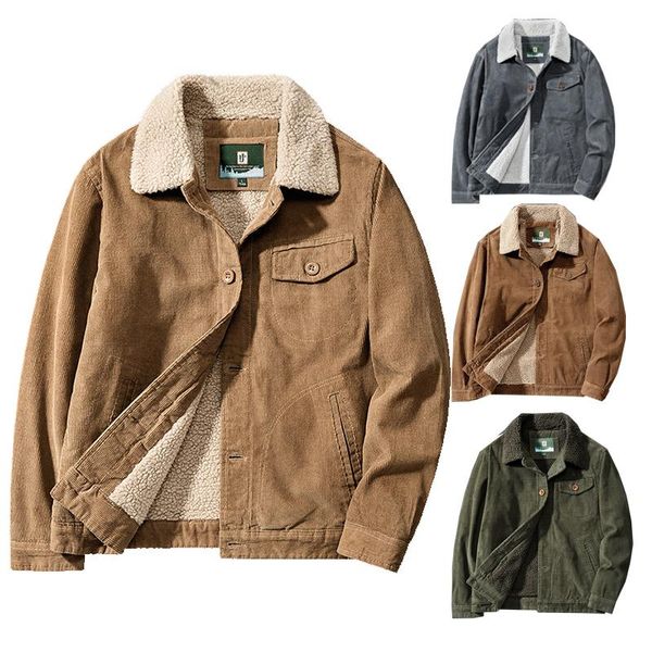 men's jackets 2021 men solid color corduroy plus fleece jacket autumn and winter slim mens turn-down collar coats size, Black;brown
men's jackets 2021 men solid color corduroy plus fleece jacket autumn and winter slim mens turn-down collar coats size, Black;brown