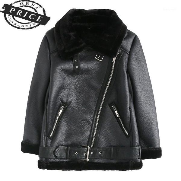 fashion spring autumn warm thicken zipper long sleeves turn-down collar pockets loose coat female leather cy475 women's & faux, Black
fashion spring autumn warm thicken zipper long sleeves turn-down collar pockets loose coat female leather cy475 women's & faux, Black