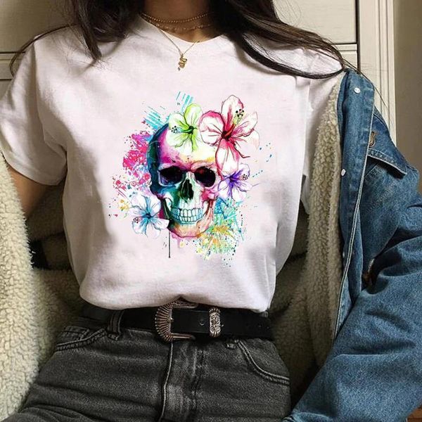 women clothing clothes graphic watercolor skull mujer 90s cute print halloween tees female t shirt womens t-shirt, White
women clothing clothes graphic watercolor skull mujer 90s cute print halloween tees female t shirt womens t-shirt, White