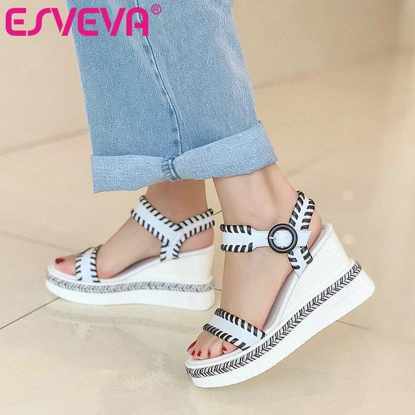 dress shoes esveva 2021 wedge high heel sandals genuine leather platform women fashion ankle strap elegant female pumps size 34-42, Black
dress shoes esveva 2021 wedge high heel sandals genuine leather platform women fashion ankle strap elegant female pumps size 34-42, Black