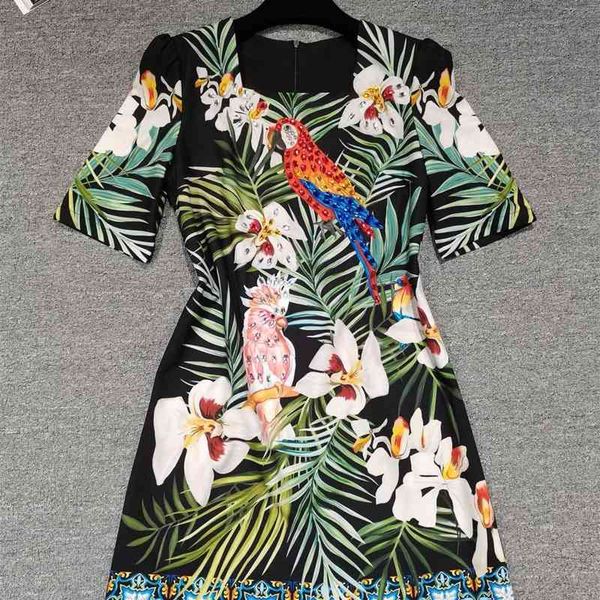 truevoker women's summer high street fashion designer resort dress square collar parrot print crystal lady festa vestidos 210602, Black;gray
truevoker women's summer high street fashion designer resort dress square collar parrot print crystal lady festa vestidos 210602, Black;gray