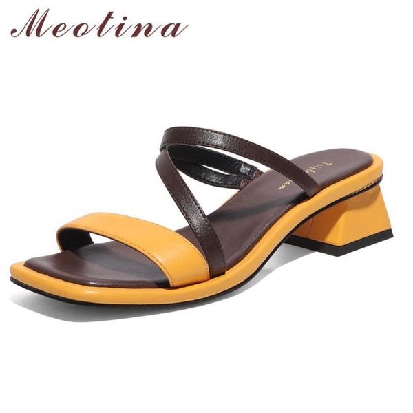 slippers meotina real leather mid heels narrow band women slides square toe thick heel shoes ladies summer sandals beige yellow, Black
slippers meotina real leather mid heels narrow band women slides square toe thick heel shoes ladies summer sandals beige yellow, Black
