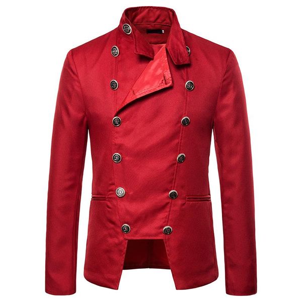 men's suits & blazers mens red double breasted suit blazer jacket 2021 brand slim fit stand collar men party business casual masculino, White;black
men's suits & blazers mens red double breasted suit blazer jacket 2021 brand slim fit stand collar men party business casual masculino, White;black