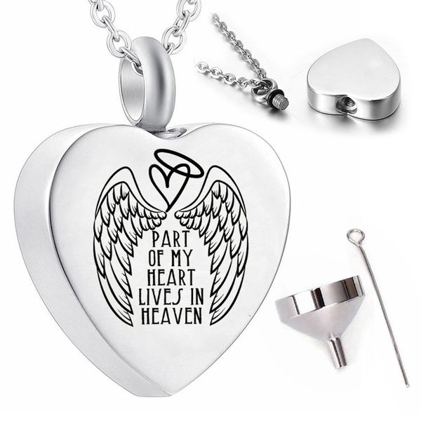 wholesale stainless steel pendant necklace ashes urn commemorative items angel wings-part of my heart lives in heaven, Silver
wholesale stainless steel pendant necklace ashes urn commemorative items angel wings-part of my heart lives in heaven, Silver