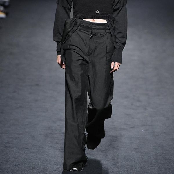 men's pants men's casual summer high waist solid color loose straight leg sweeping trousers, Black
men's pants men's casual summer high waist solid color loose straight leg sweeping trousers, Black