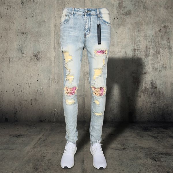 2021 digners men s clothing men's distrsed ripped ny jeans slim motorcycle moto biker causal mens vintage denim, Blue
2021 digners men s clothing men's distrsed ripped ny jeans slim motorcycle moto biker causal mens vintage denim, Blue