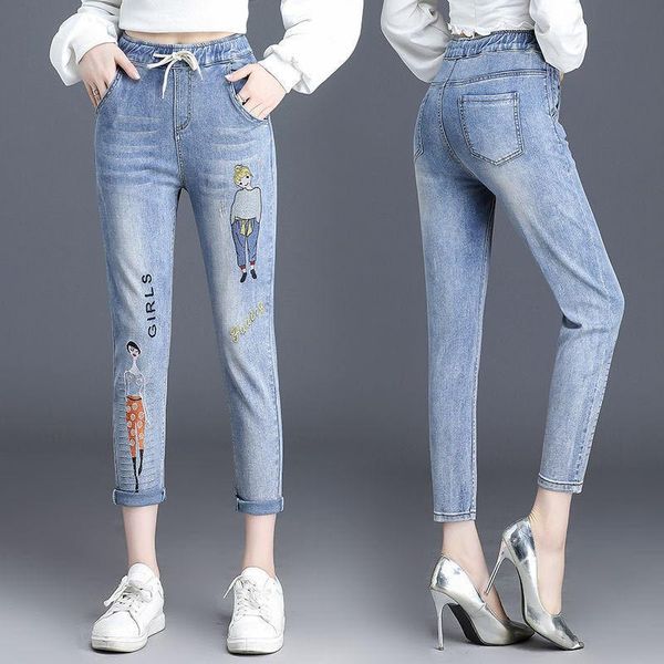 women's jeans embroidery graphic woman high waist stretch straight leg plus size pantalon large femme streetwear denim harem pants, Blue
women's jeans embroidery graphic woman high waist stretch straight leg plus size pantalon large femme streetwear denim harem pants, Blue