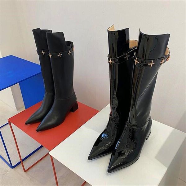 boots pointed metal decoration ladies thick heel long black and white high winter fashion formal
boots pointed metal decoration ladies thick heel long black and white high winter fashion formal