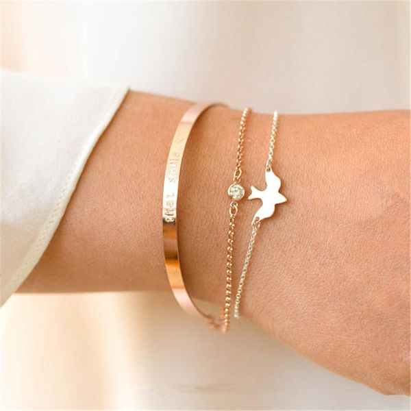 link, chain fashion bracelet lovely peace dove flying birds for women birthday party wedding, Black
link, chain fashion bracelet lovely peace dove flying birds for women birthday party wedding, Black