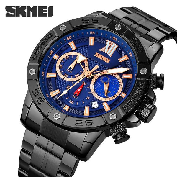 wristwatches skmei casual sport watches men satch date moonphase military stainless steel quartz man clock, Slivery;brown
wristwatches skmei casual sport watches men satch date moonphase military stainless steel quartz man clock, Slivery;brown