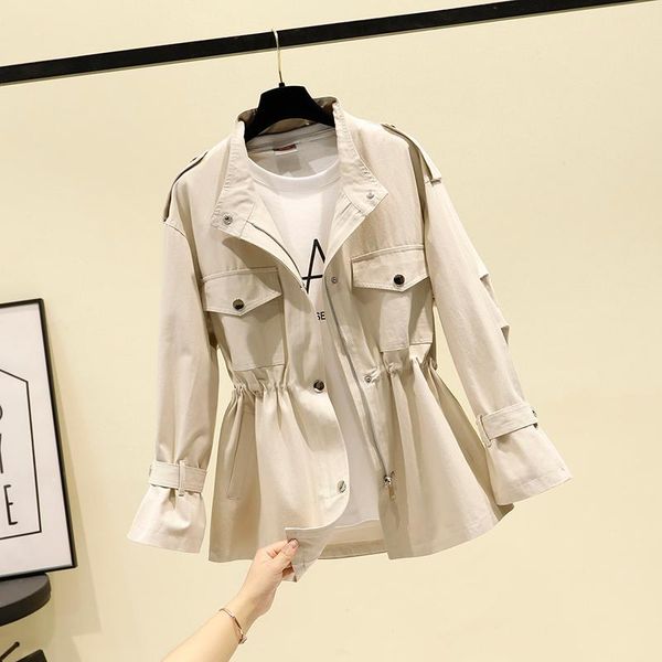 women's trench coats short coat female 2021 spring and autumn loose fashion tooling windbreaker casual wild women jacket, Tan;black
women's trench coats short coat female 2021 spring and autumn loose fashion tooling windbreaker casual wild women jacket, Tan;black