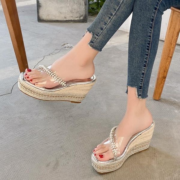 slippers 10cm summer wedge high heels diamond transparent sandals fashion super heel platform women sandal 3odf, Black
slippers 10cm summer wedge high heels diamond transparent sandals fashion super heel platform women sandal 3odf, Black