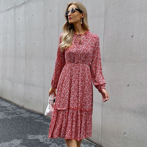 2021 new autumn spring woman's floral print long sleeve v-neck ladies es lace up high waist a-line female midi for lady dwon, Black;gray
2021 new autumn spring woman's floral print long sleeve v-neck ladies es lace up high waist a-line female midi for lady dwon, Black;gray