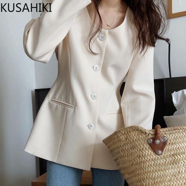 women's suits & blazers kusahiki elegant slim waist blazer coat women korean long sleeve o-neck suit jacket 2021 autumn solid feminimo, White;black
women's suits & blazers kusahiki elegant slim waist blazer coat women korean long sleeve o-neck suit jacket 2021 autumn solid feminimo, White;black