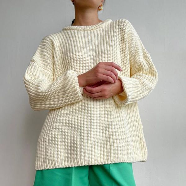 women's sweaters plain weave autumn winter solid color loose thicken knitted pullover for party, White;black
women's sweaters plain weave autumn winter solid color loose thicken knitted pullover for party, White;black