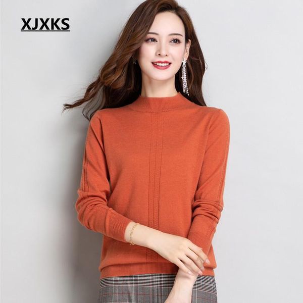women's sweaters xjxks pure color all-match women turtleneck sweater 2021 autumn winter 100% wool knitted pullover, White;black
women's sweaters xjxks pure color all-match women turtleneck sweater 2021 autumn winter 100% wool knitted pullover, White;black