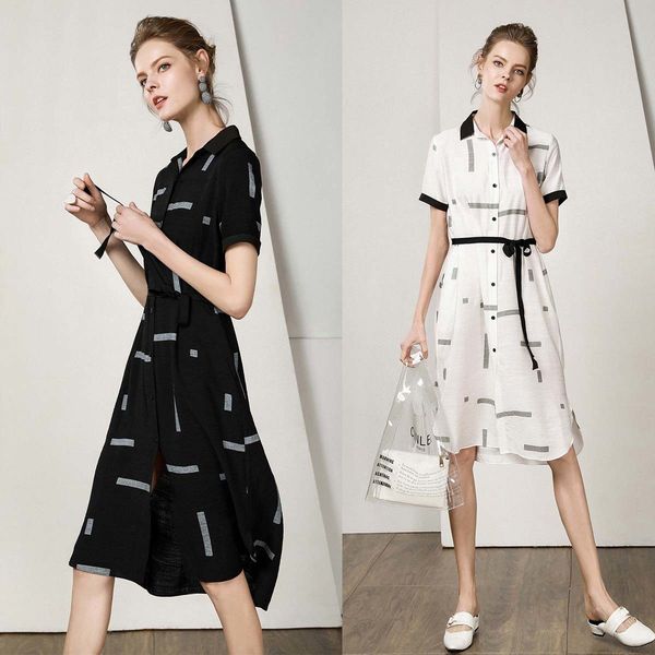 2021 new women summer short sleeve casual a-line midi tunic turn-down collar vestidos single breasted party wllk, Black;gray
2021 new women summer short sleeve casual a-line midi tunic turn-down collar vestidos single breasted party wllk, Black;gray