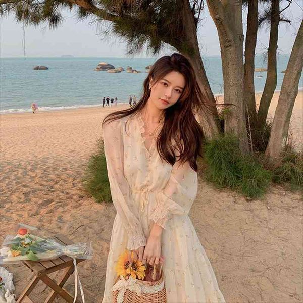 elegant sweet retro women dresses long sleeve chiffon v neck floral party beach for females korean style summer, Black;gray
elegant sweet retro women dresses long sleeve chiffon v neck floral party beach for females korean style summer, Black;gray
