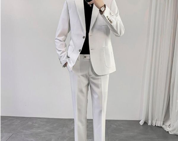 men's suits & blazers 2022 autumn elegant suit men wedding groom tuxedos for conjuntos de hombre pant casual business social clothing, White;black
men's suits & blazers 2022 autumn elegant suit men wedding groom tuxedos for conjuntos de hombre pant casual business social clothing, White;black
