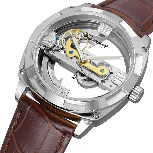 luxury brand forsining transparent mechanical clock gentlemen steampunk skeleton automatic self wind tape empty, Slivery;brown
luxury brand forsining transparent mechanical clock gentlemen steampunk skeleton automatic self wind tape empty, Slivery;brown