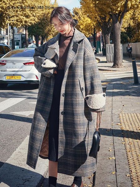 women's wool & blends small plaid woolen coat for middle and long style korean loose in autumn winter 2021, Black
women's wool & blends small plaid woolen coat for middle and long style korean loose in autumn winter 2021, Black