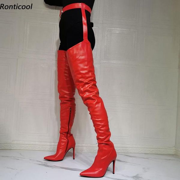 boots ronticool women spring thigh belts stiletto heels pointed toe red fuchsia white cosplay shoes us size 5-15, Black
boots ronticool women spring thigh belts stiletto heels pointed toe red fuchsia white cosplay shoes us size 5-15, Black