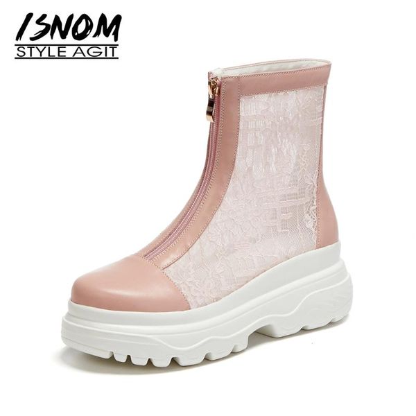 boots isnom ladies ankle cow leather shoes woman mesh booties wedges heel platform round toe women boot casual female, Black
boots isnom ladies ankle cow leather shoes woman mesh booties wedges heel platform round toe women boot casual female, Black