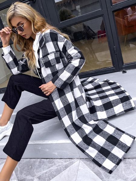 women's trench coats plaid jacket fall 2021 reverse black long sleeve dark gray, Tan;black
women's trench coats plaid jacket fall 2021 reverse black long sleeve dark gray, Tan;black