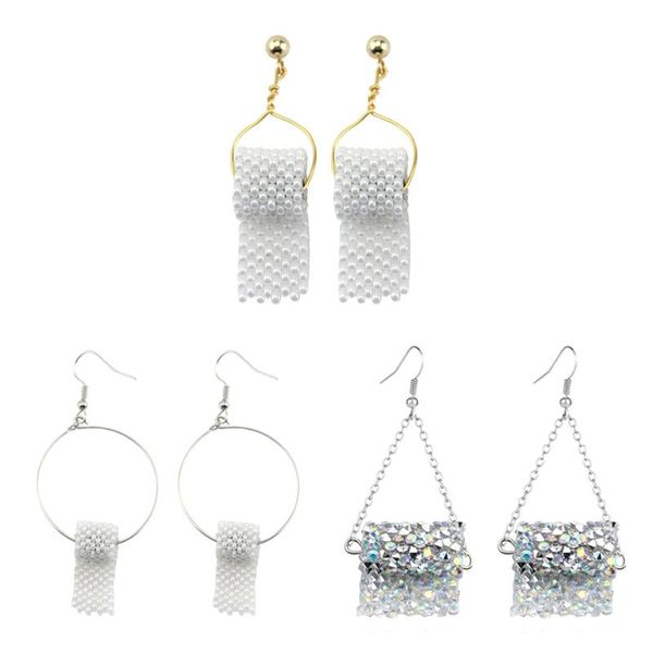 dangle & chandelier creative funny toilet paper earrings pearl roll towel white pendant earring for women female fashion cute ear jewelry gi, Silver
dangle & chandelier creative funny toilet paper earrings pearl roll towel white pendant earring for women female fashion cute ear jewelry gi, Silver