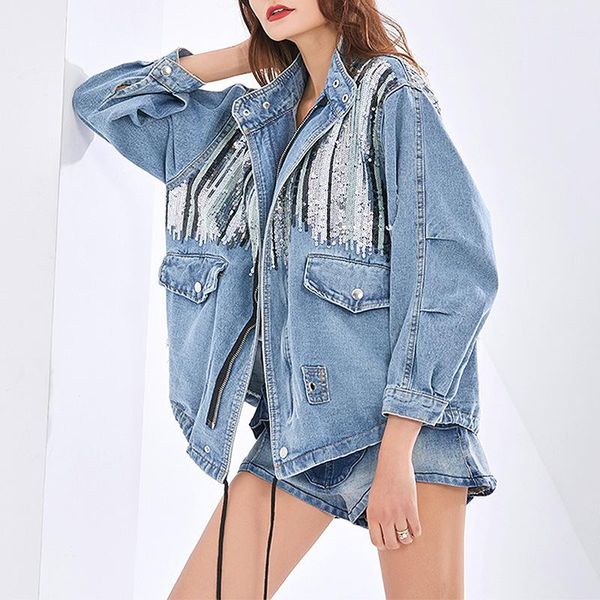 women's jackets denim jacket stand collar long sleeve sequin stitching large pocket retro design loose drawstring, Black;brown
women's jackets denim jacket stand collar long sleeve sequin stitching large pocket retro design loose drawstring, Black;brown