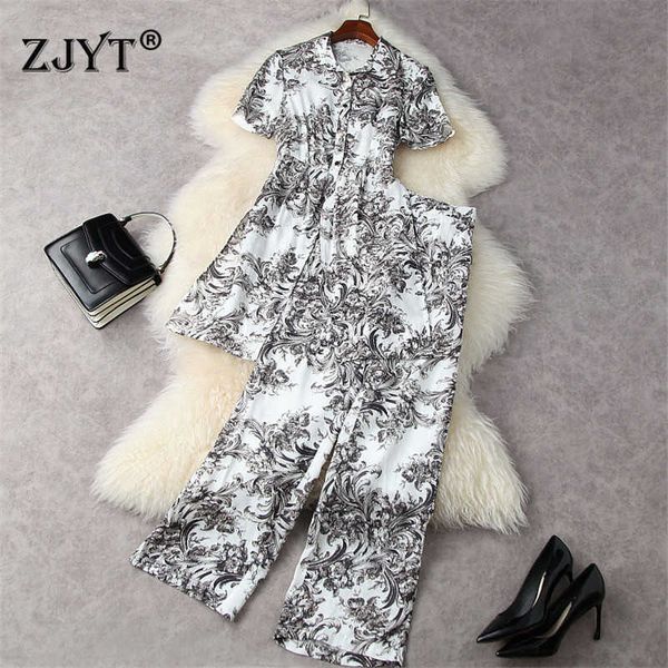 fashion summer runway women two piece outfits elegant short sleeve retro painted print long shirt and pants suit holiday sets 210601, White
fashion summer runway women two piece outfits elegant short sleeve retro painted print long shirt and pants suit holiday sets 210601, White