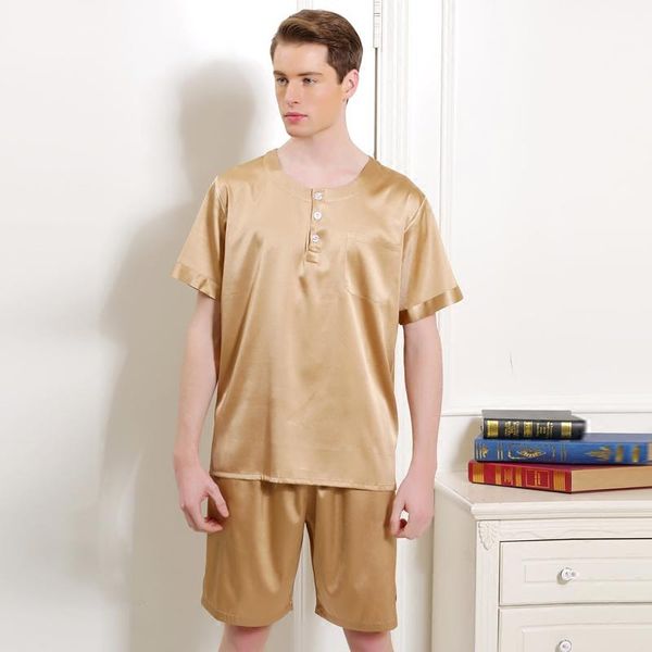 men's sleepwear brand men heavy silk pajamas male short-sleeve shorts sets 100% pyjamas set, Black;brown
men's sleepwear brand men heavy silk pajamas male short-sleeve shorts sets 100% pyjamas set, Black;brown