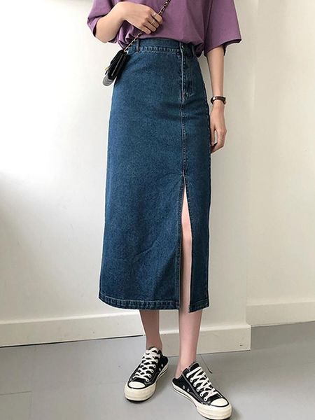 skirts 2021 midi denim skirt women vintage high wasit jeans straight split side female, Black
skirts 2021 midi denim skirt women vintage high wasit jeans straight split side female, Black