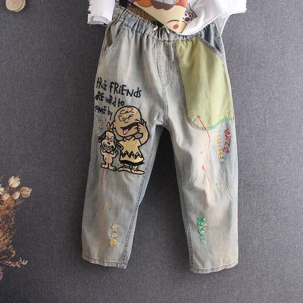 women's jeans plus size women 2021 summer harem pants cartoon pattern embroidery elastic waist oversize vintage trousers ripped jean, Blue
women's jeans plus size women 2021 summer harem pants cartoon pattern embroidery elastic waist oversize vintage trousers ripped jean, Blue