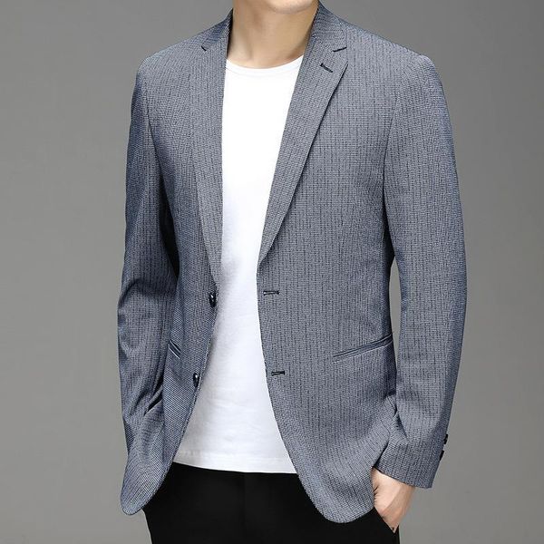 hoo 2021 men's spring new suit youth plaid non-ironing casual double button blazer, White;black
hoo 2021 men's spring new suit youth plaid non-ironing casual double button blazer, White;black
