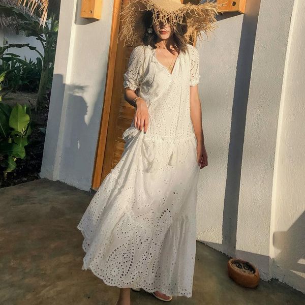 casual dresses embroidery midi summer tassel lace-up hollow out v-neck short sleeve dress women loose match comfortable vestidos, Black;gray
casual dresses embroidery midi summer tassel lace-up hollow out v-neck short sleeve dress women loose match comfortable vestidos, Black;gray