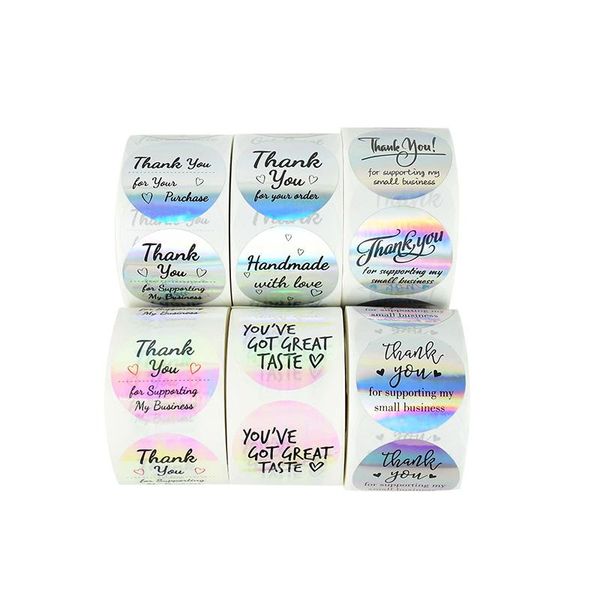 gift wrap 500pcs/roll rainbow thank you sticker paper diy handmade silver adhesive label stickers laser seal labels for wrapping
gift wrap 500pcs/roll rainbow thank you sticker paper diy handmade silver adhesive label stickers laser seal labels for wrapping