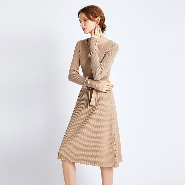 2021 new elegant sleeve o-neck long sweater women thick autumn winter female slim ol a-line pearl with belt nj03, Black;gray
2021 new elegant sleeve o-neck long sweater women thick autumn winter female slim ol a-line pearl with belt nj03, Black;gray