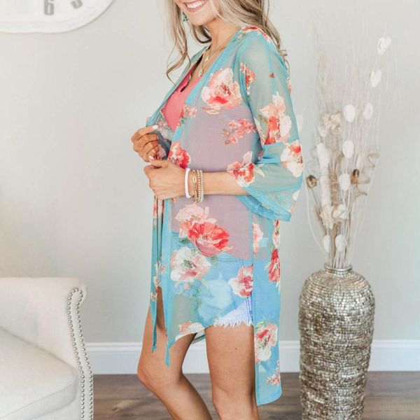 women's swimwear women fashion three-quarter sleeve chiffon printed beach cardigan blouse boho print summer wear plus size, White;black
women's swimwear women fashion three-quarter sleeve chiffon printed beach cardigan blouse boho print summer wear plus size, White;black
