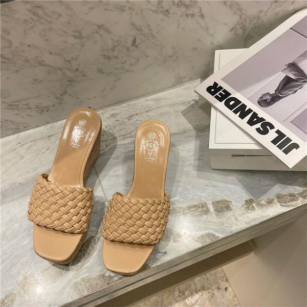sandals women's summer wood grain one-word drag square toe woven wedge and slippers women, Black
sandals women's summer wood grain one-word drag square toe woven wedge and slippers women, Black