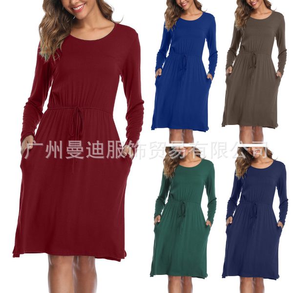 popular autumn and winter drawstring waist-tight element solid color long sleeve dress knee-length skirt spot, White;black
popular autumn and winter drawstring waist-tight element solid color long sleeve dress knee-length skirt spot, White;black