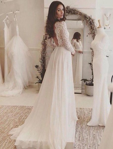 boho 2021 new long sleeve lace appliques chiffon wedding gown summer beach bride robe mariage mnho, White
boho 2021 new long sleeve lace appliques chiffon wedding gown summer beach bride robe mariage mnho, White