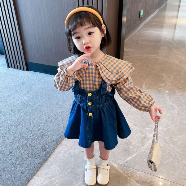 our clothing 2021 new girl's jeans suspenders suit children's clothes lattice spring and autumn two piece set, Blue
our clothing 2021 new girl's jeans suspenders suit children's clothes lattice spring and autumn two piece set, Blue