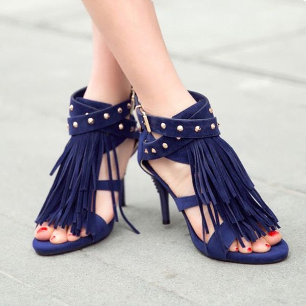 sandals women's fashion high heeled scrub tassels shoes colors, Black 
sandals women's fashion high heeled scrub tassels shoes colors, Black
