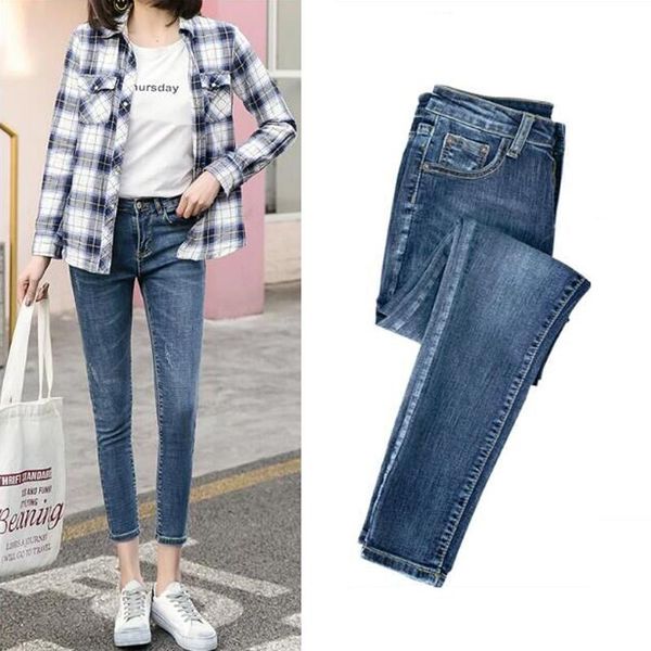women's jeans high-waist spring and autumn korean-style casual stretch skinny ninth pants, Blue
women's jeans high-waist spring and autumn korean-style casual stretch skinny ninth pants, Blue