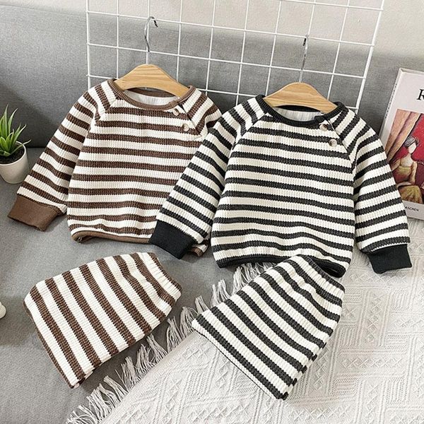 clothing sets casual kids boy girl thicken set children's clothes winter boys girls long sleeve stripe t-shirt + pants outfits suit, White
clothing sets casual kids boy girl thicken set children's clothes winter boys girls long sleeve stripe t-shirt + pants outfits suit, White