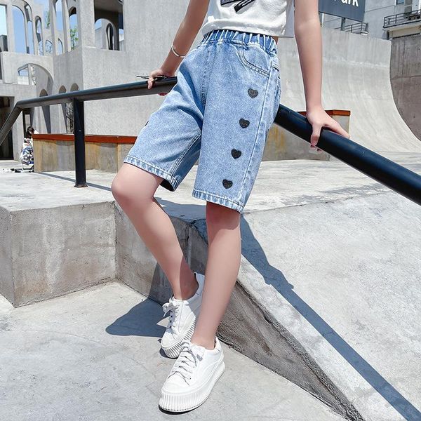 shorts cool girl love pattern embroidered straight-leg pants summer children casual denim teenage kids elastic waist thin jeans, Black
shorts cool girl love pattern embroidered straight-leg pants summer children casual denim teenage kids elastic waist thin jeans, Black