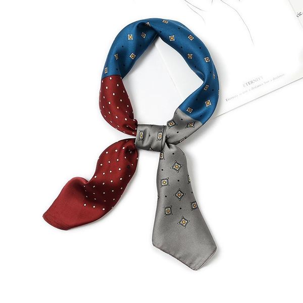 scarves bright color silk bandana women smalll print square foulard patchwork geometric head scarf neckwear 70*70 cm, Blue;gray
scarves bright color silk bandana women smalll print square foulard patchwork geometric head scarf neckwear 70*70 cm, Blue;gray
