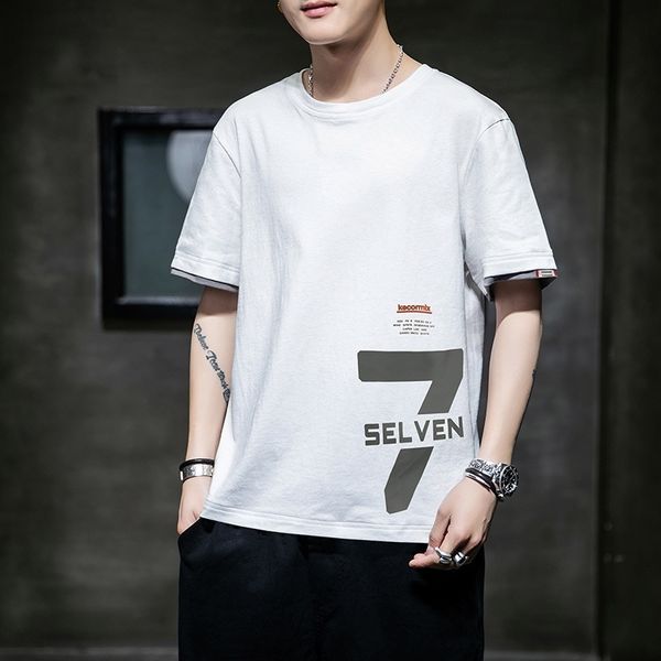 2021 summer new men's short sleeve t-shirt korean ins cotton leisure loose student backing fashion, White;black
2021 summer new men's short sleeve t-shirt korean ins cotton leisure loose student backing fashion, White;black